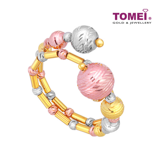TOMEI Lusso Italia Baubles Glam Collection Tri-Tone Ring, Yellow Gold 916