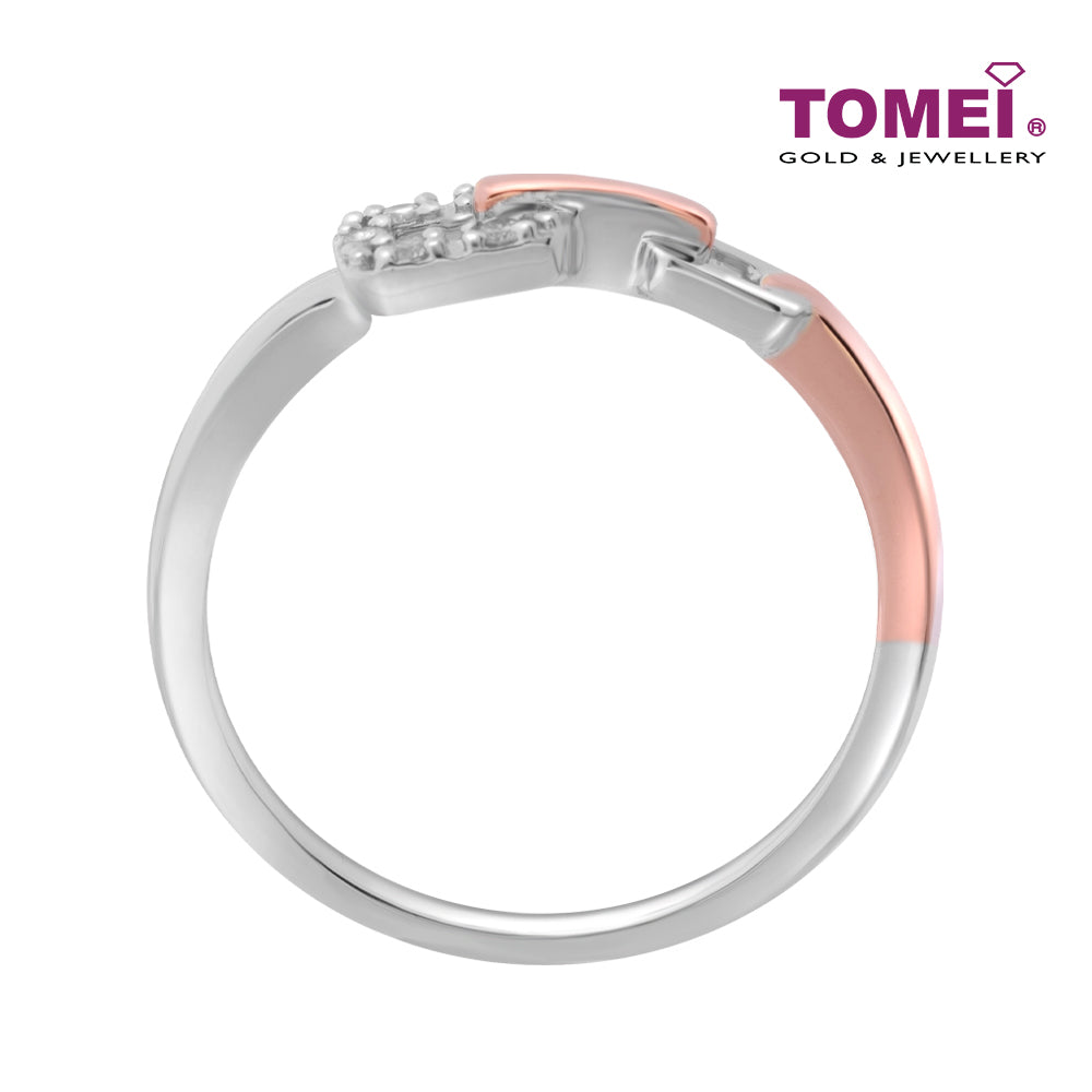 TOMEI Precious Trinity Collection Diamond Ring, White+Rose Gold 585