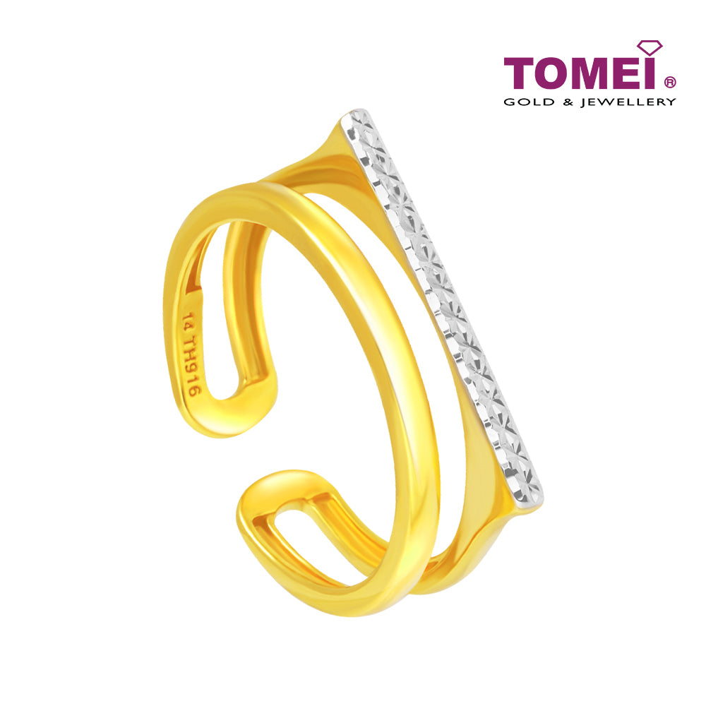 TOMEI Dual-Tone Ring, Yellow Gold 916