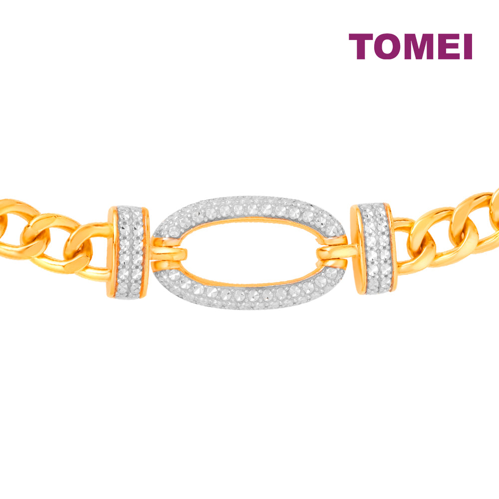 TOMEI Diamond Cut Collection Oval Bracelet, Yellow Gold 916