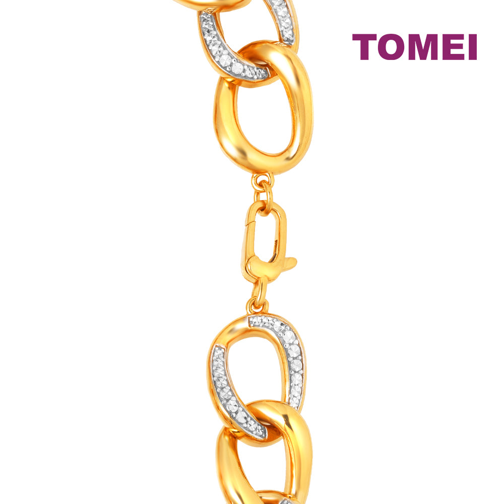 TOMEI Diamond Cut Collection Oval Bracelet, Yellow Gold 916