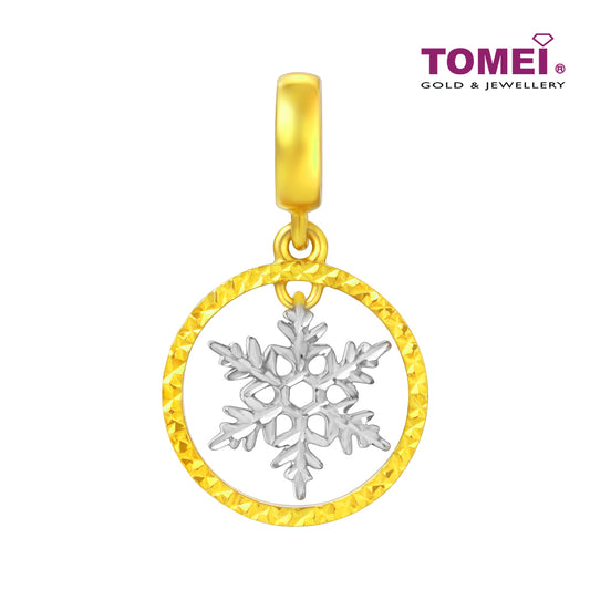 TOMEI Dual-Tone Snow Flake Charm, Yellow Gold 916