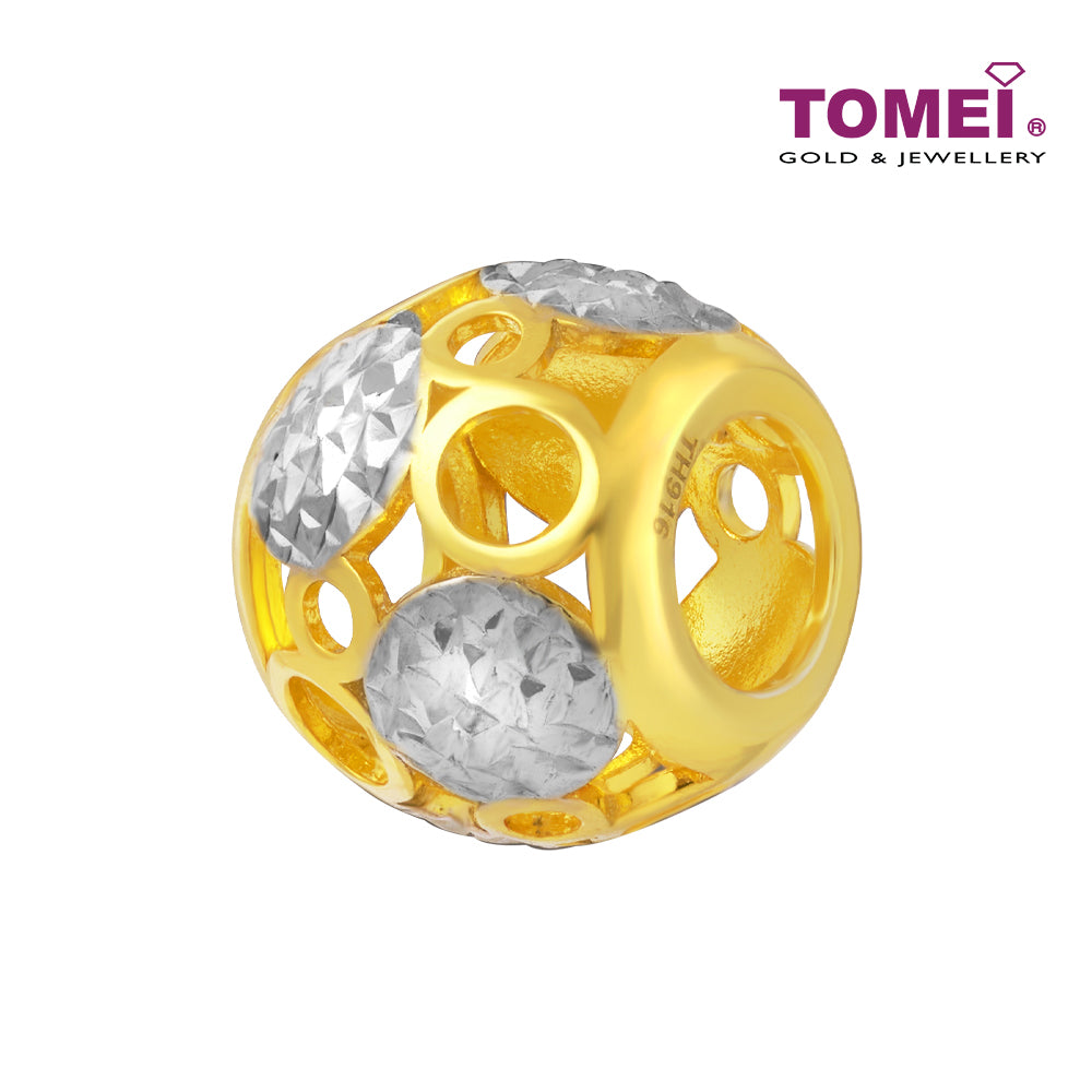 TOMEI Dual-Tone Ball Charm, Yellow Gold 916