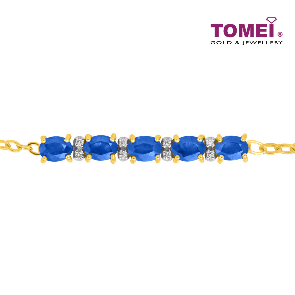TOMEI Gemstones with Diamond Bracelet, Yellow Gold 375