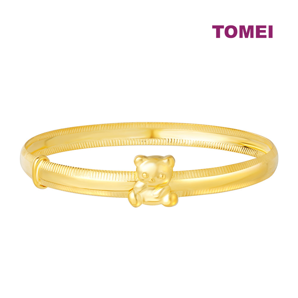 TOMEI Kids Leisurely Bear Bangle, Yellow Gold 916