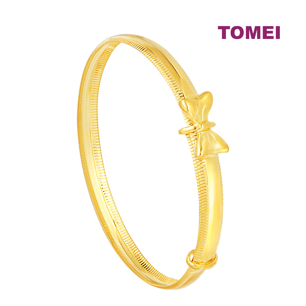 TOMEI Kids Bow Tie Bangle, Yellow Gold 916