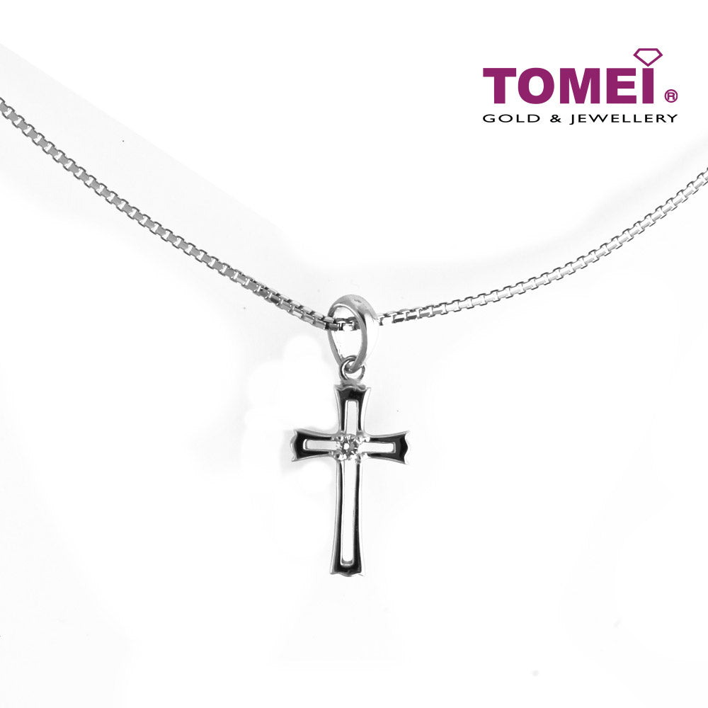 TOMEI Hope and Faith Pendant Set, White Gold 585 (P2796)