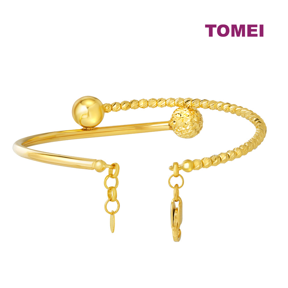 TOMEI Dwi-Balls Bangle, Yellow Gold 916