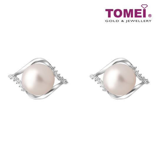 TOMEI Pearl Diamond Earrings, White Gold 750 (E611)