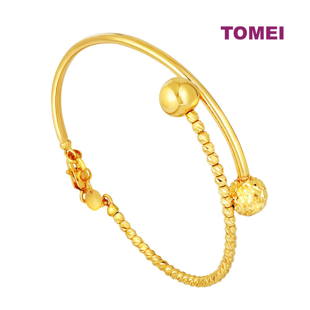 TOMEI Dwi-Balls Bangle, Yellow Gold 916