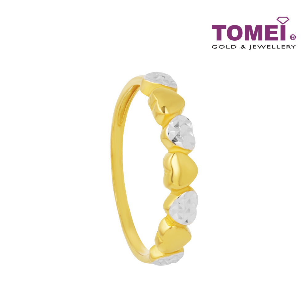 TOMEI Dual-Tone Multi Heart Ring, Yellow Gold 916