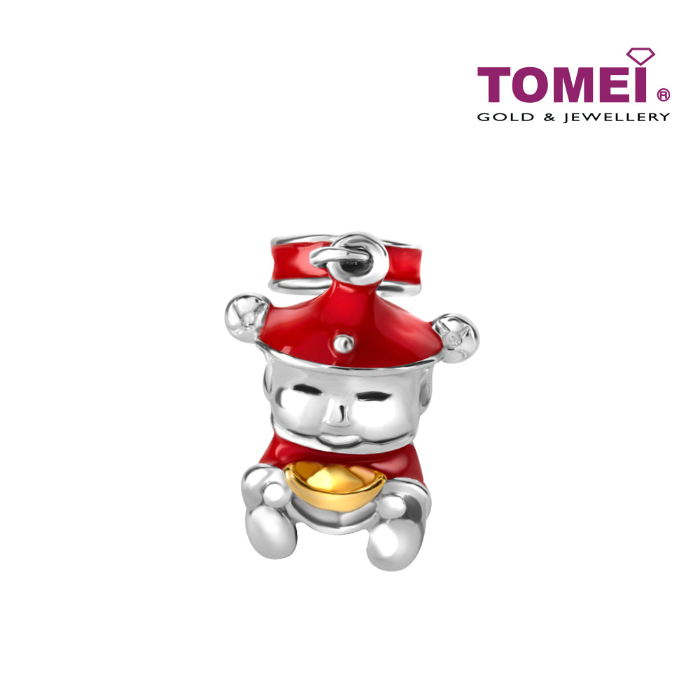 TOMEI God Of Fortune Charm, White Gold 585