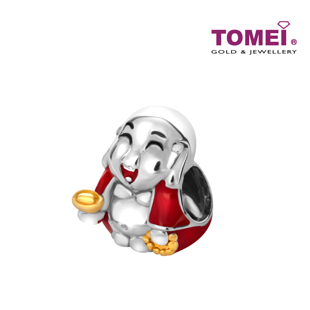 TOMEI Laughing God Charm, White Gold 585