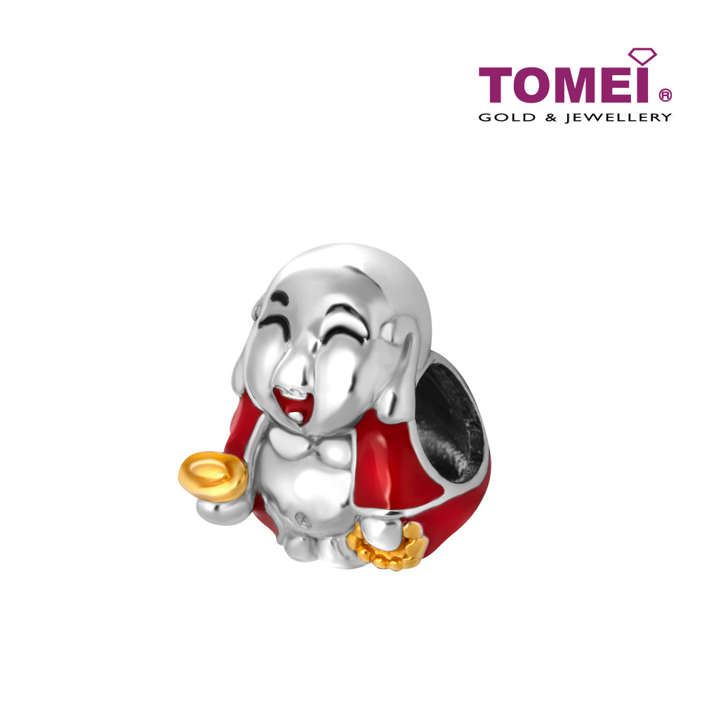 TOMEI Laughing God Charm, White Gold 585