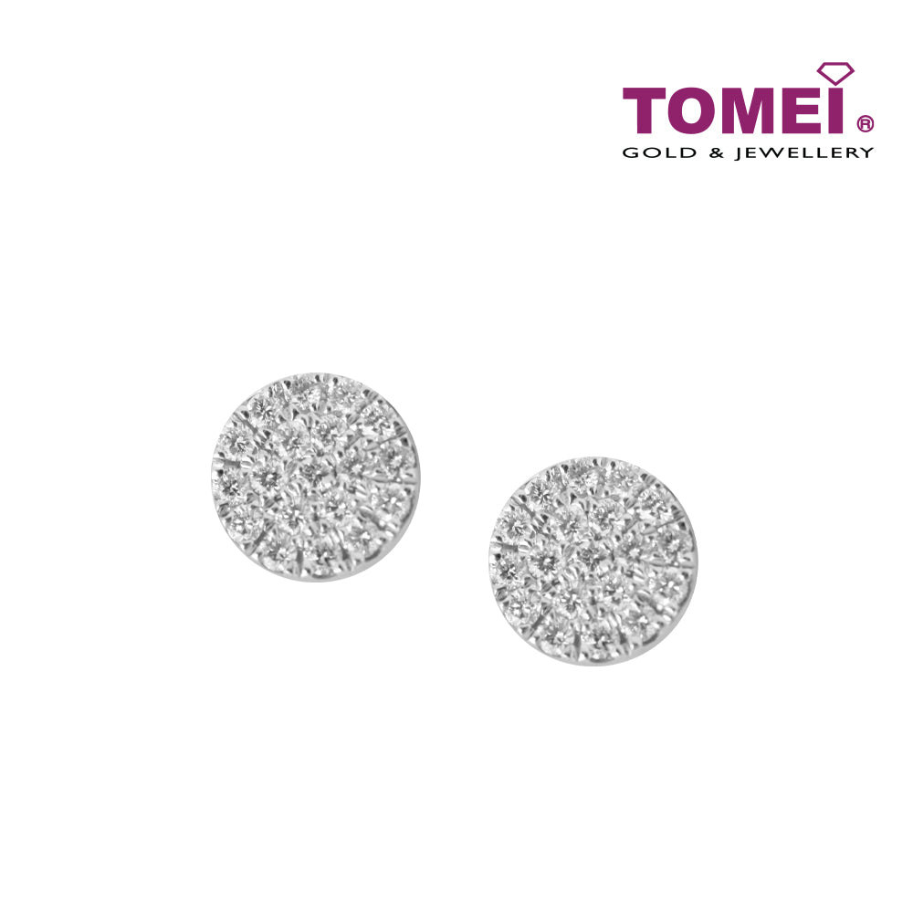 TOMEI Classic Round Stud Earrings, Diamond White Gold 585 (E1116)