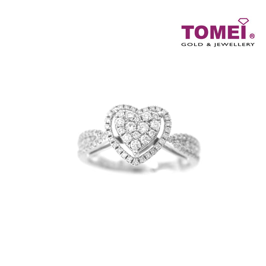 TOMEI Frontispiece of Bejewelled Heart in Splendour Ring , Diamond White Gold 750 (R3135)