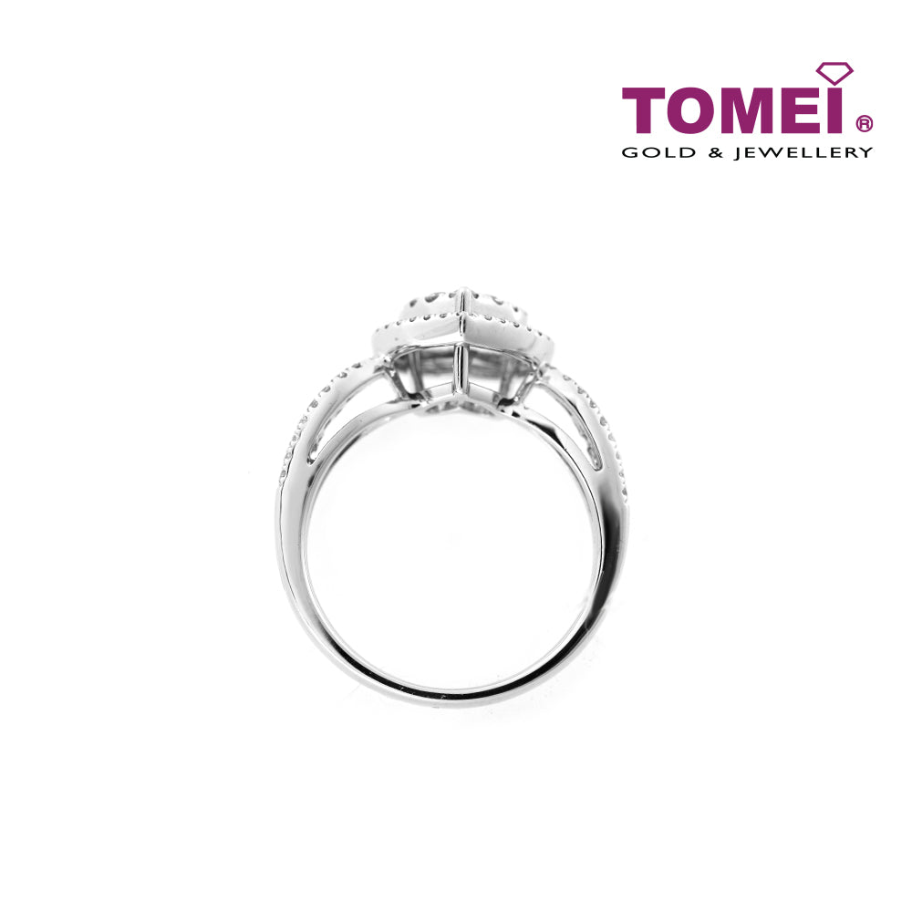 TOMEI Frontispiece of Bejewelled Heart in Splendour Ring , Diamond White Gold 750 (R3135)