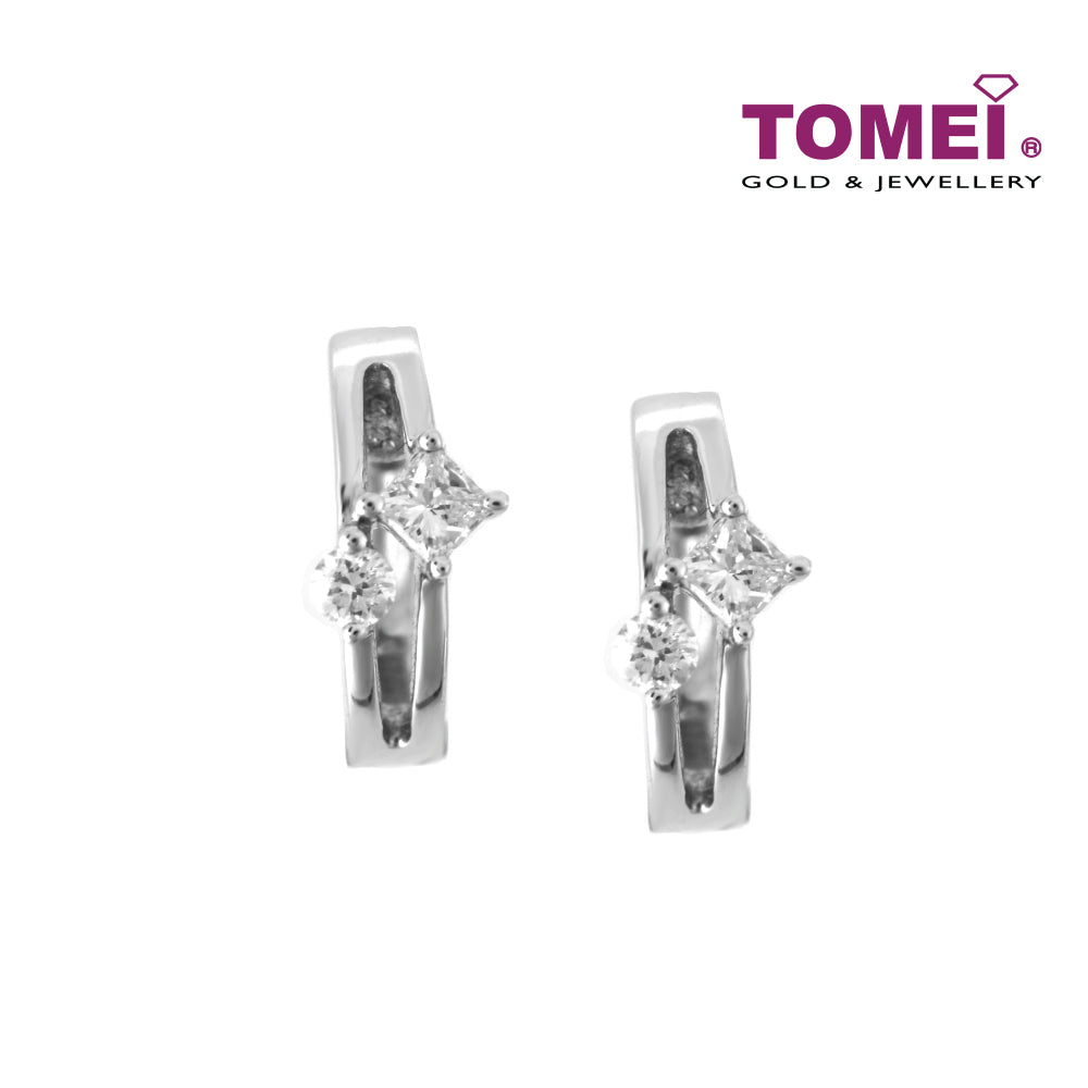 TOMEI Princess Cut Diamond Earrings, White Gold 750 (DE2672-140825)