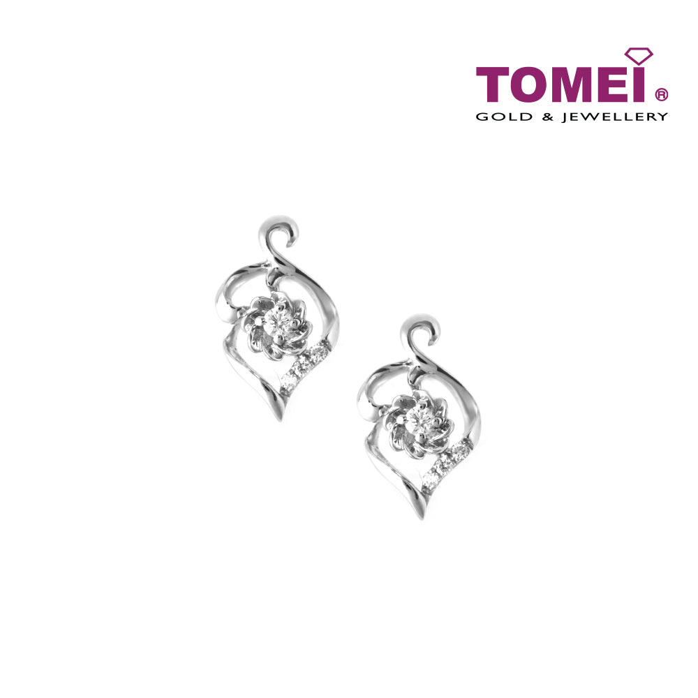 TOMEI Earrings of Floraison with Foliage Resplendence, Diamond White Gold 750