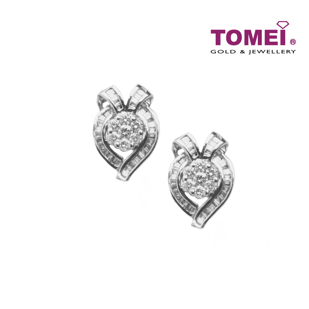 TOMEI Frontispiece of Hearts with Pizzazz Earrings, Diamond White Gold 750 (SB-CE0046)