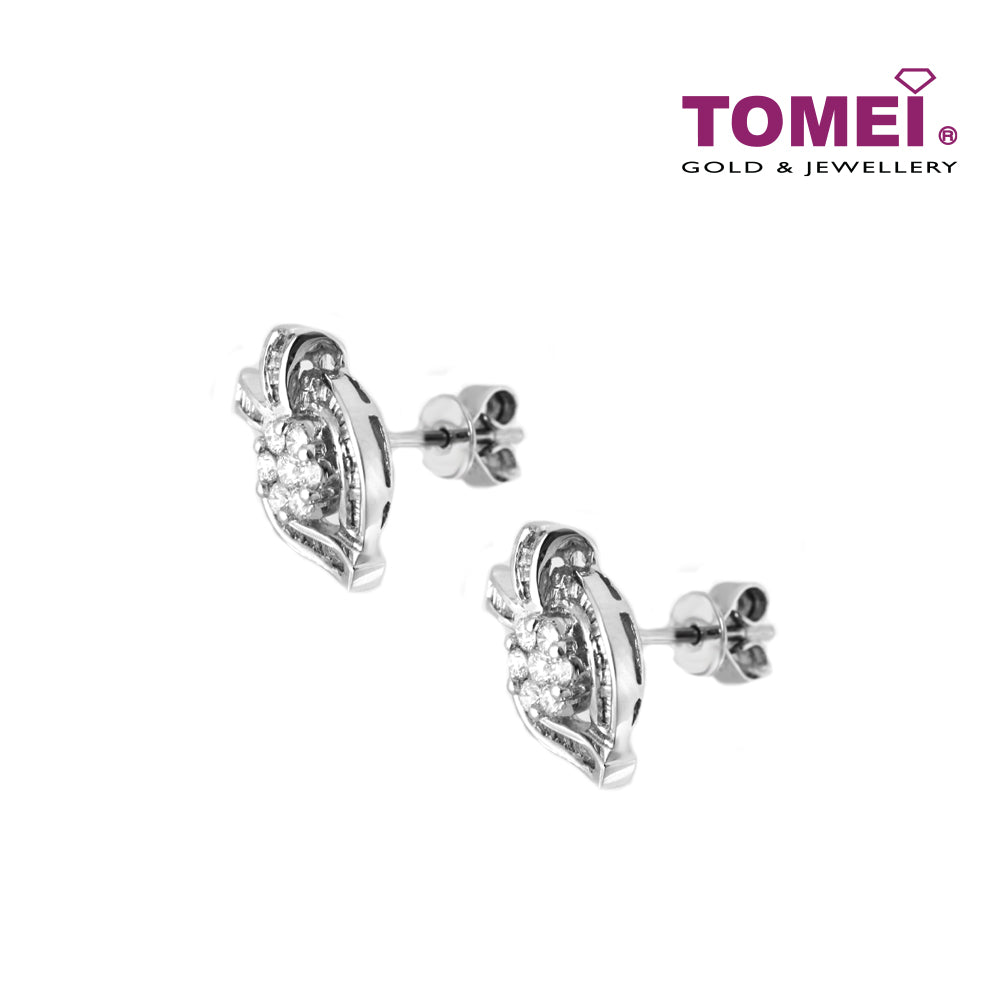 TOMEI Frontispiece of Hearts with Pizzazz Earrings, Diamond White Gold 750 (SB-CE0046)