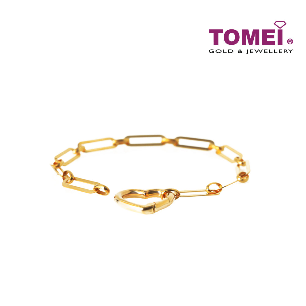 TOMEI Bracelet of Heart in Infinite Continuum, Yellow Gold 916