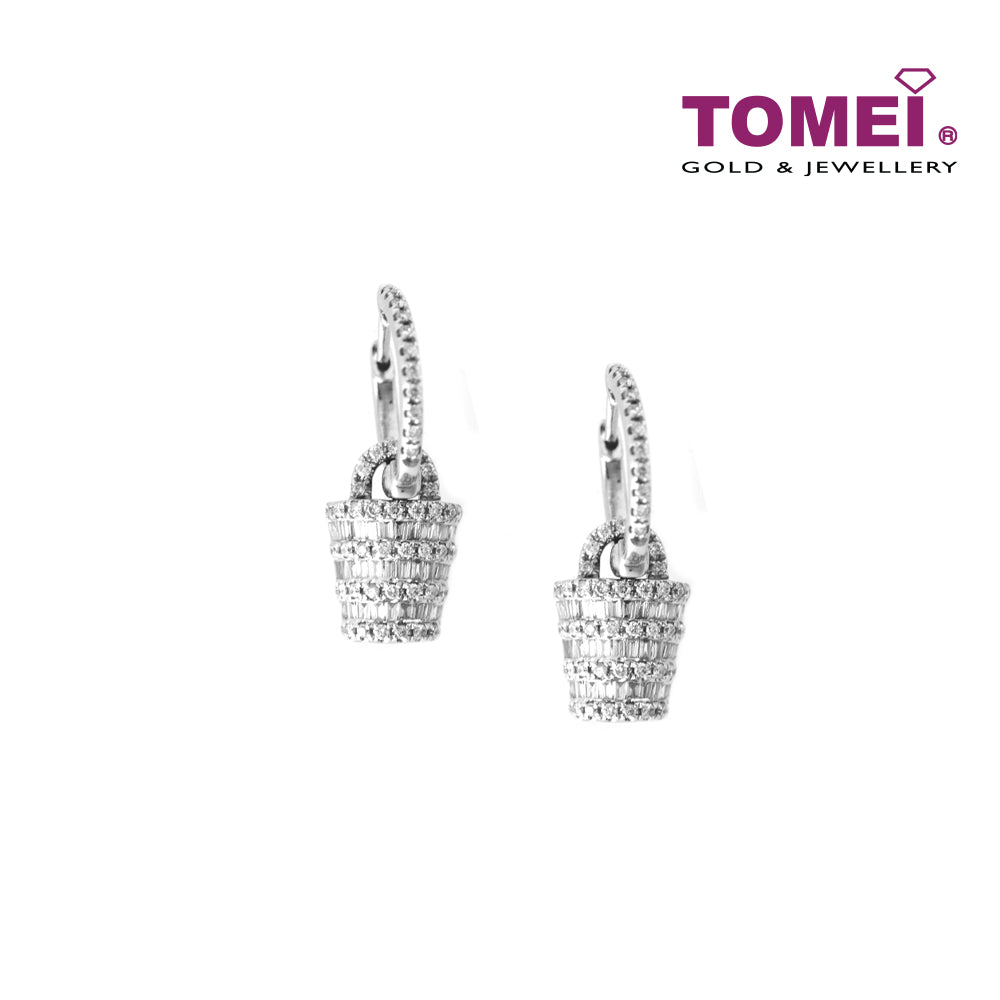TOMEI Scuttle of Sensational Sparks Earrings, Diamond White Gold 750 (STE2671)