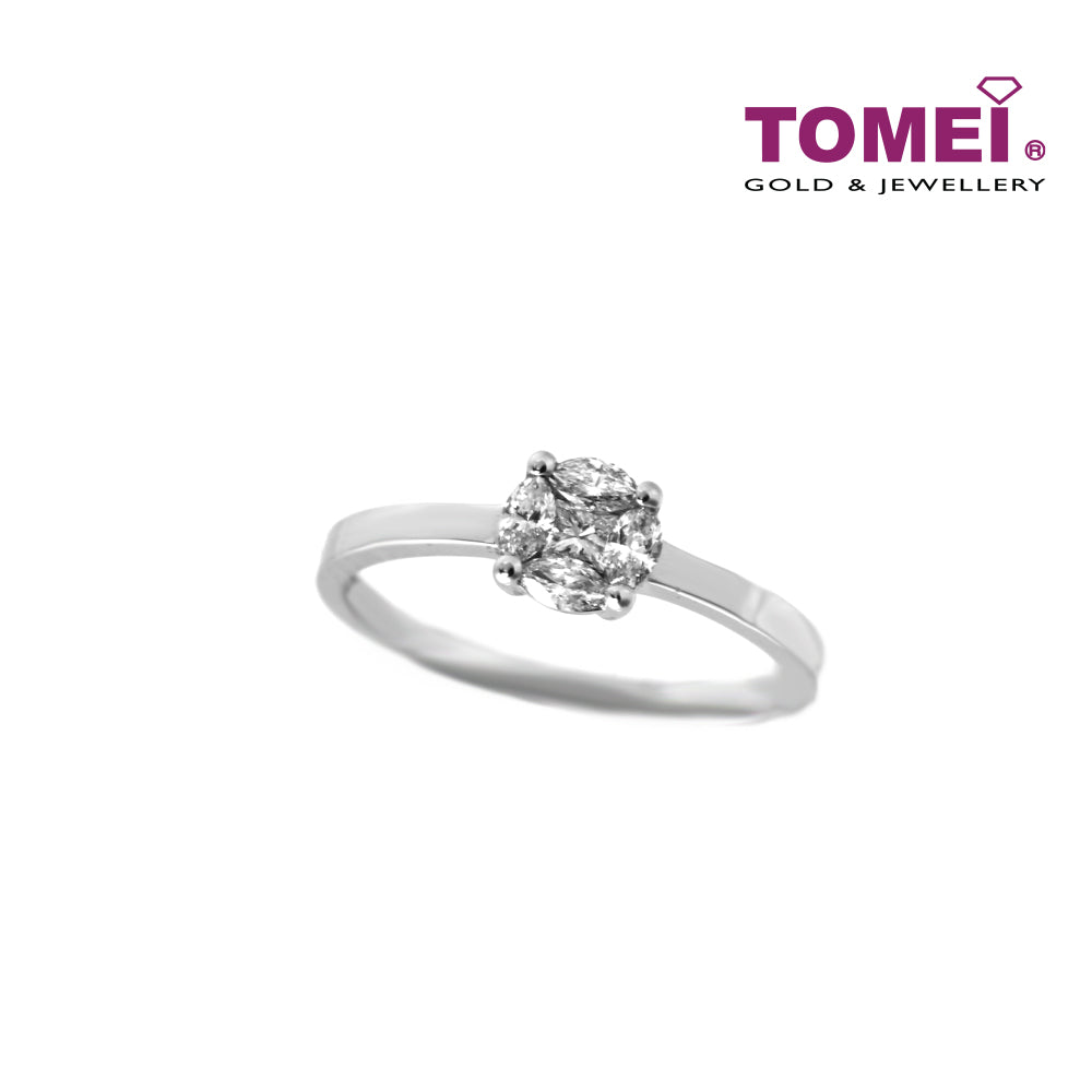 TOMEI Marquise and Princess Cut Diamond Ring, White Gold 750 (R1013)