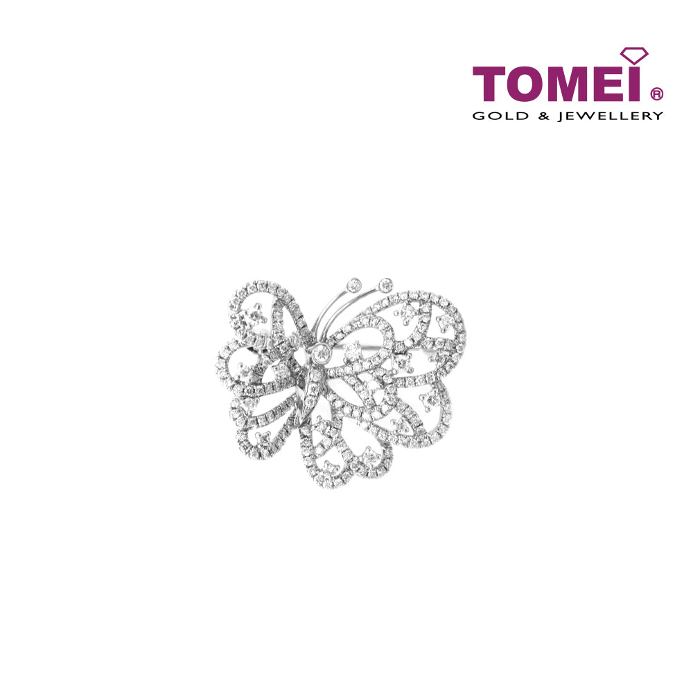 TOMEI Frontispiece of Butterfly in Beauteous Pizzazz Pendant/Brooch, Diamond White Gold 750 (HO326)