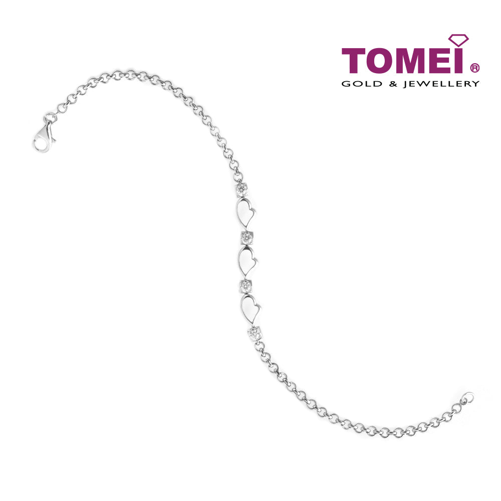 TOMEI Frontispiece of Loving Hearts Bracelet, Diamond White Gold 750 (DM0005333)