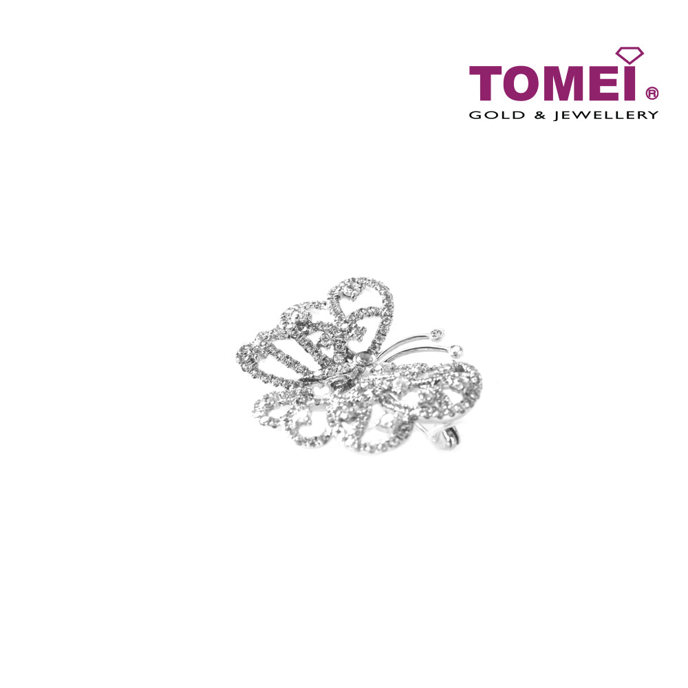 TOMEI Frontispiece of Butterfly in Beauteous Pizzazz Pendant/Brooch, Diamond White Gold 750 (HO326)