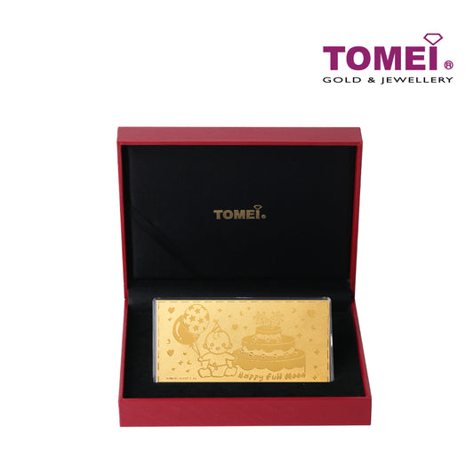 TOMEI Happy Full Moon Baby With Cake Gold Foil, Yellow Gold 9999