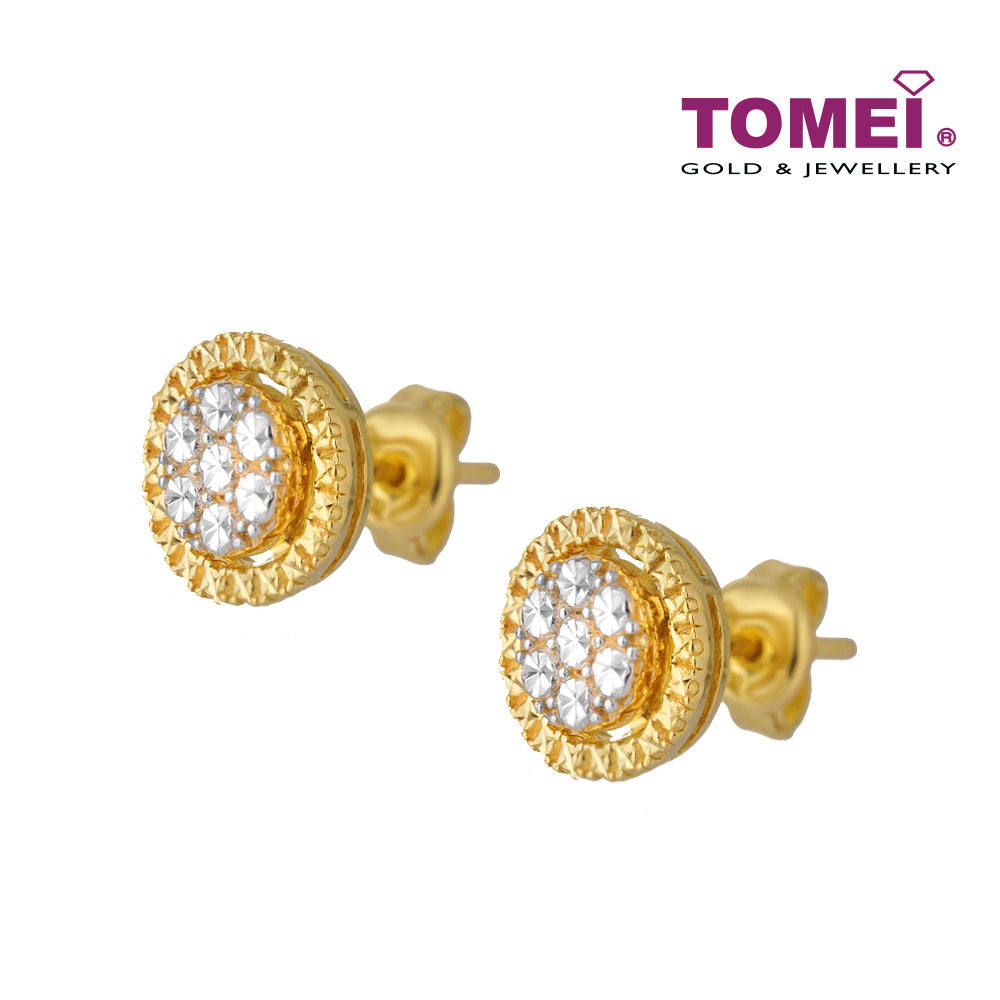 TOMEI Diamond Cut Collection Round earrings, Yellow Gold 916 (9Q-YG1261E-2C)