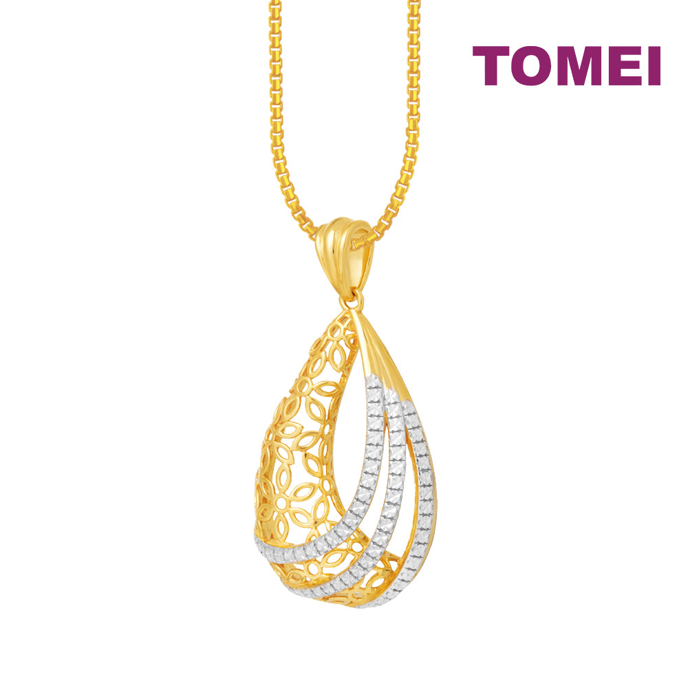 TOMEI Diamond Cut Collection Puteri Blooming Pendant, Yellow Gold 916