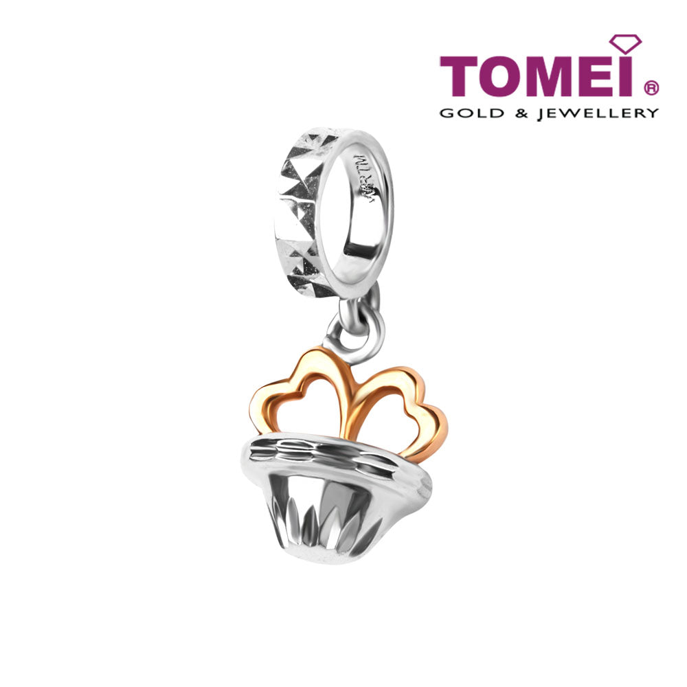 TOMEI Sprinkled with Loving Sparks Cupcake Charm, White Gold 585 (P5535)