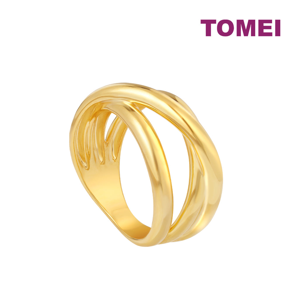 TOMEI Crisscross Ring, Yellow Gold 916