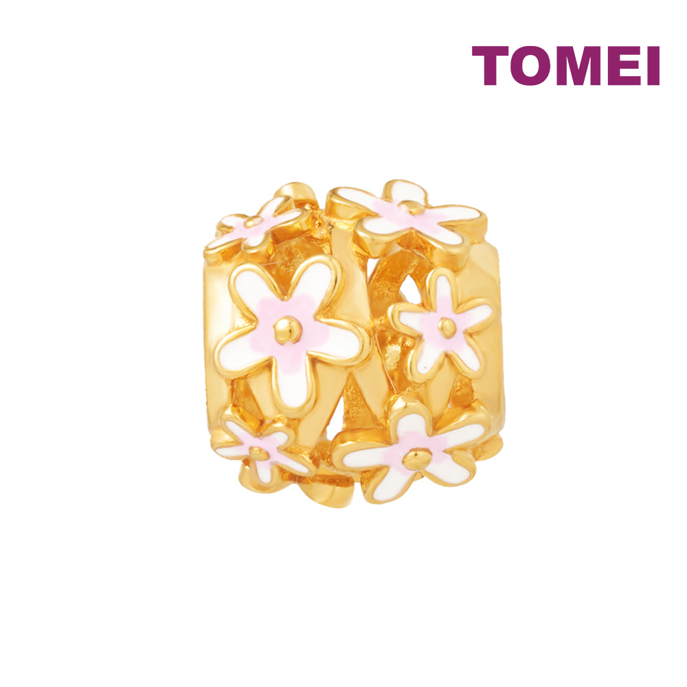 TOMEI Rolling in Flowers Charm, Yellow Gold 916