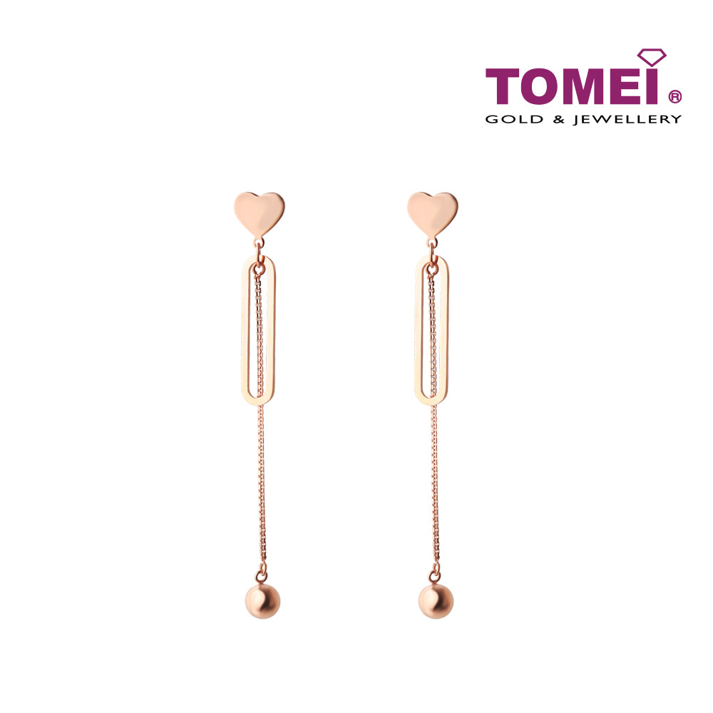 TOMEI Rouge Collection Love Dangling Earrings, Rose Gold 750