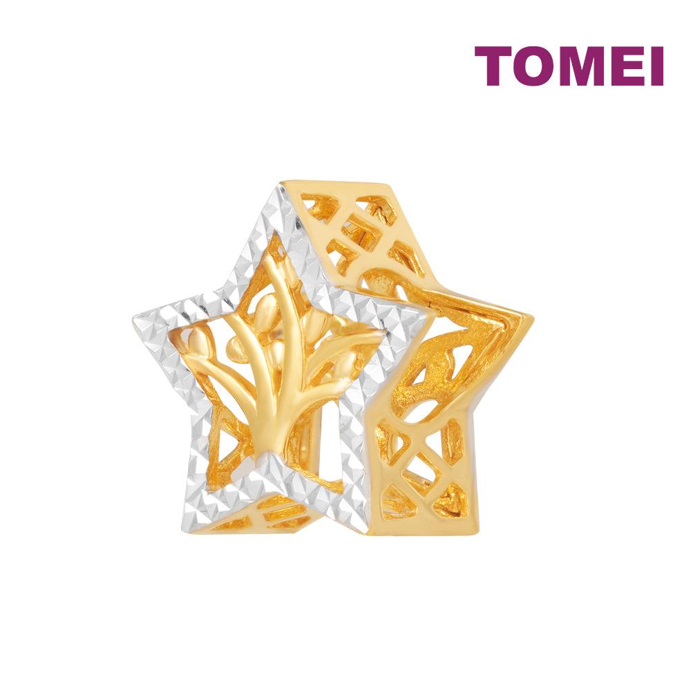 TOMEI Tree Star Charm, Yellow Gold 916