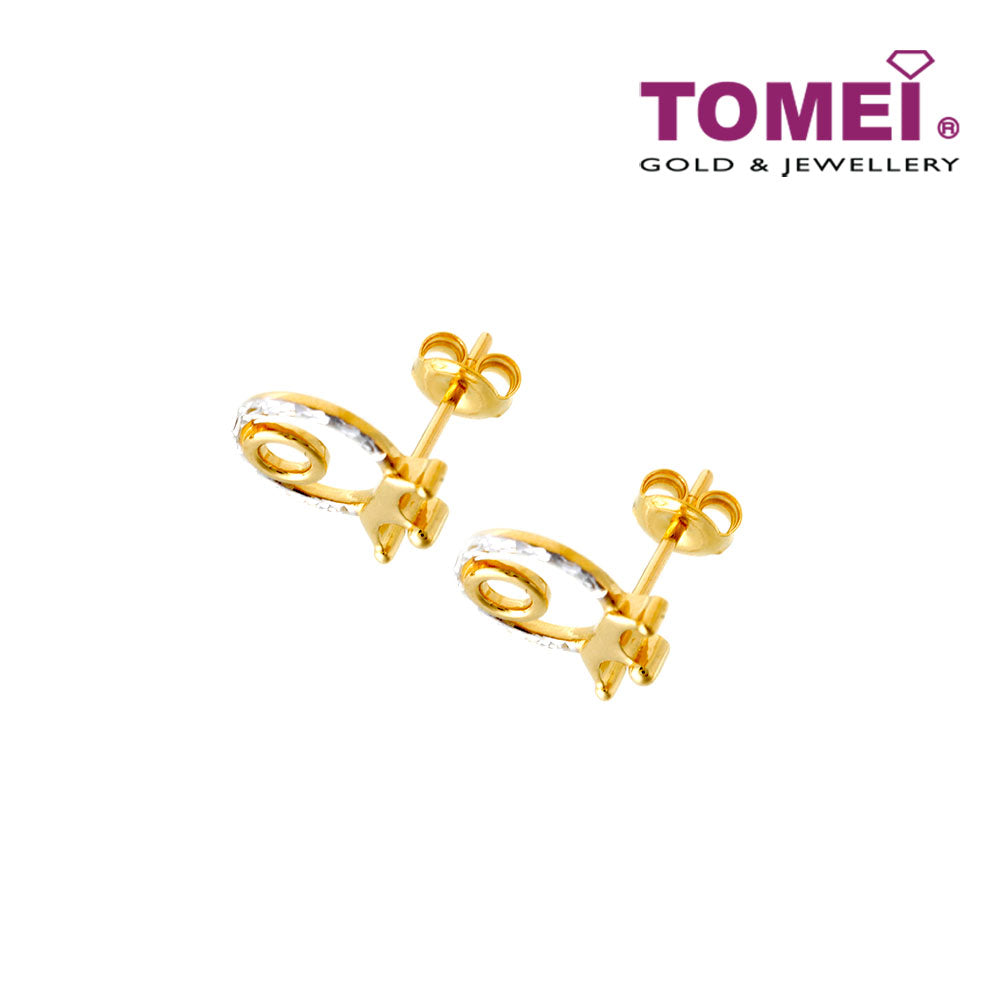 TOMEI Crown Round Earrings, Yellow Gold 916