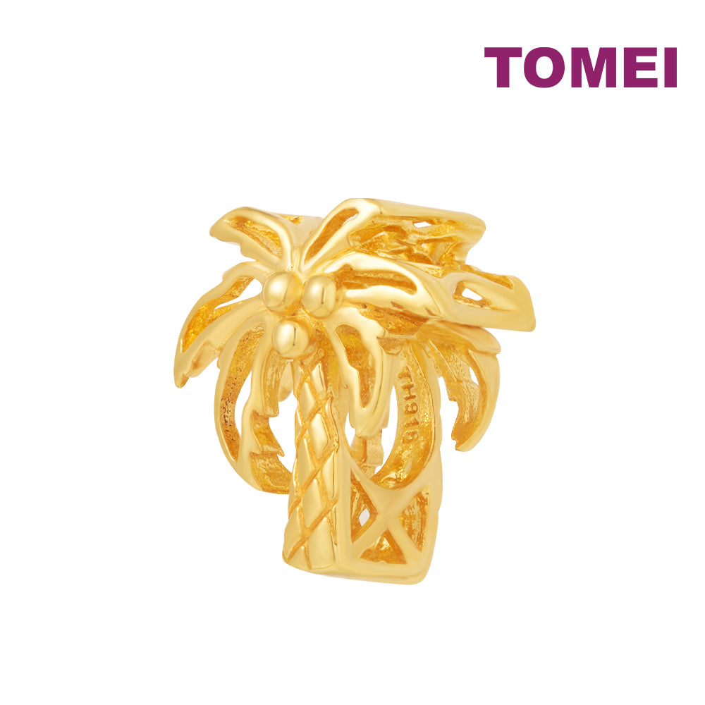 TOMEI Coconut Tree Charm, Yellow Gold 916