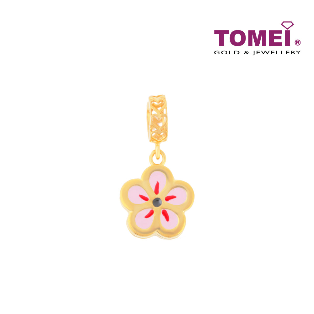TOMEI Sensationally Sakura Flower Charm, Yellow Gold 916