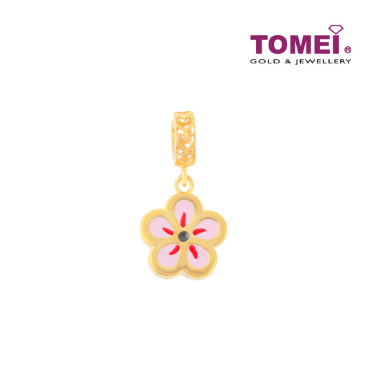 TOMEI Sensationally Sakura Flower Charm, Yellow Gold 916