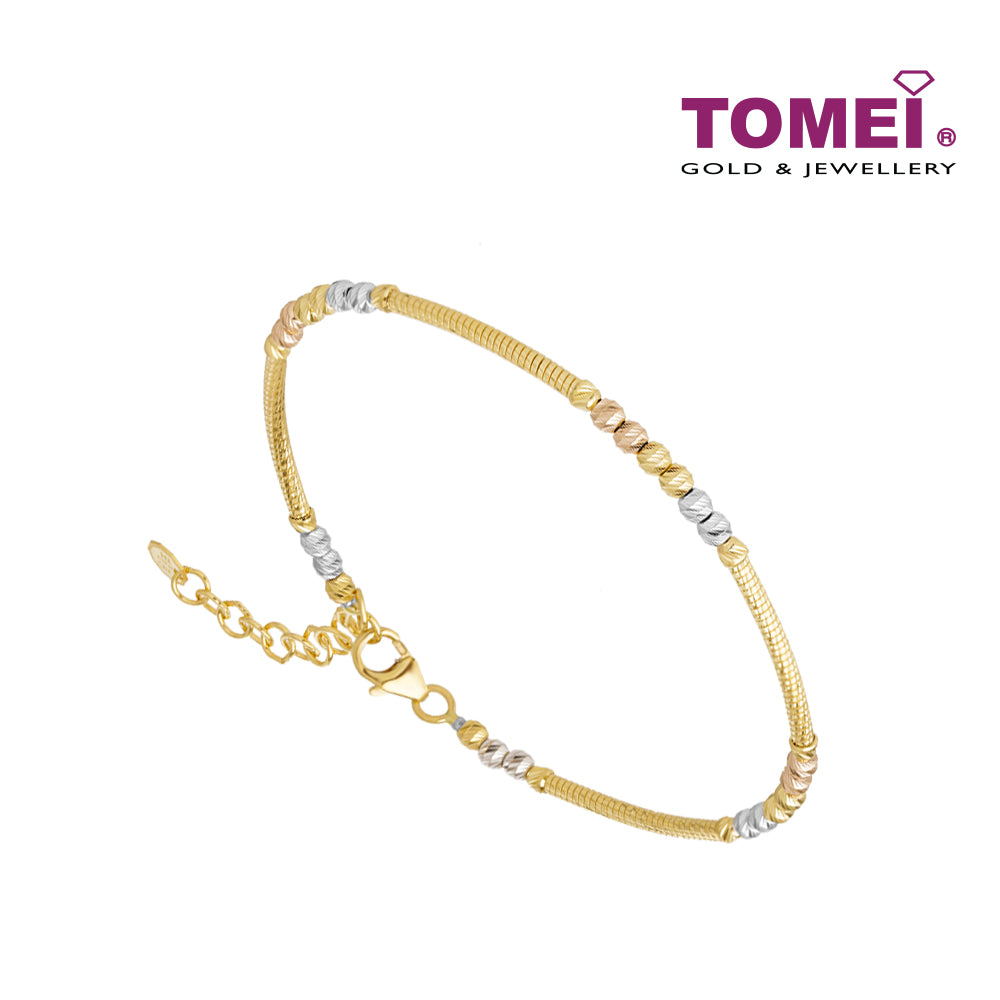 TOMEI Lusso Italia Slender Beads Bangle, Yellow Gold 916
