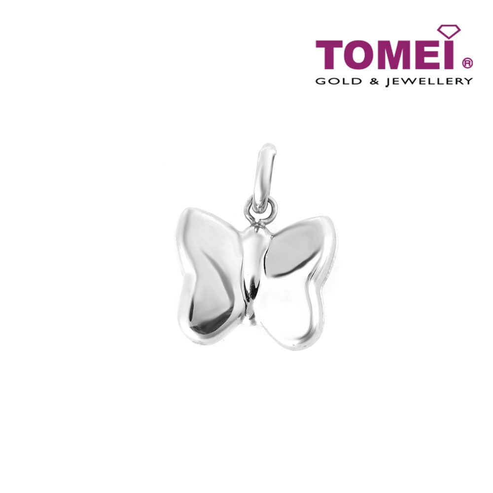 TOMEI Elfin-esque Butterfly Pendant, White Gold 750