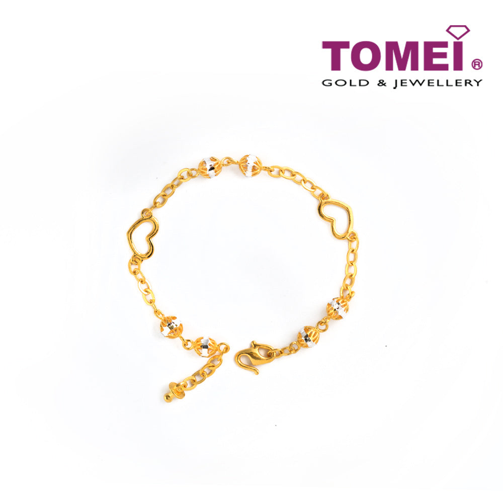 TOMEI Wingding of Hearts in Jollity Bracelet, Yellow Gold 916