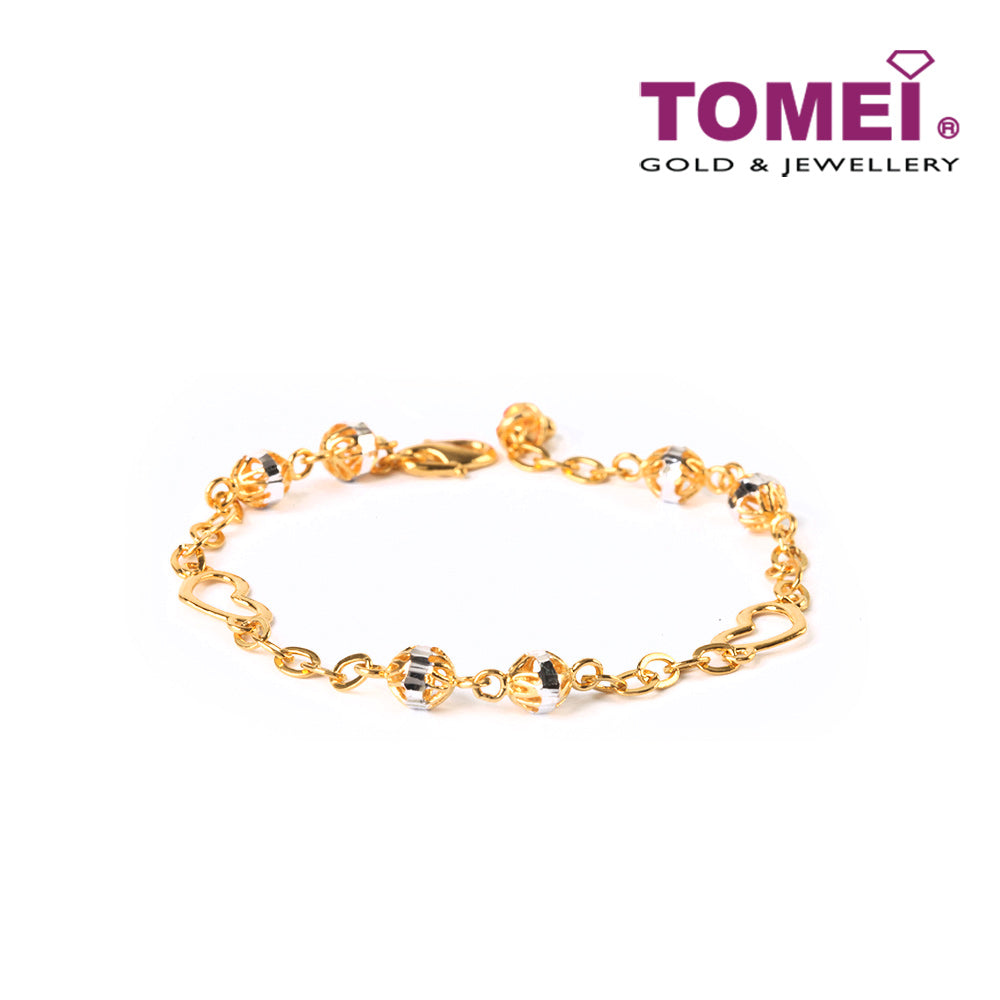 TOMEI Wingding of Hearts in Jollity Bracelet, Yellow Gold 916