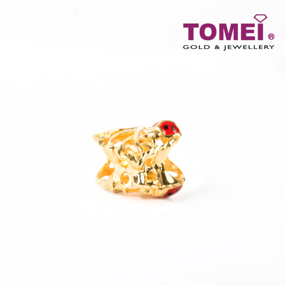 TOMEI Ladybird on the Foliage of Love Charm, Yellow Gold 916 (TM-YG0878P-EC)
