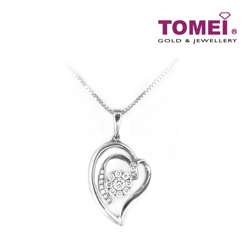 TOMEI Lustrous Rays of Love Pendant Set, Diamond White Gold 375 (P4349)