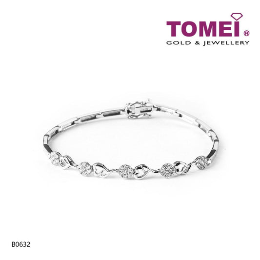 TOMEI Bracelet in Enthralling Loving Sparks, Diamond White Gold 375 (B0632)